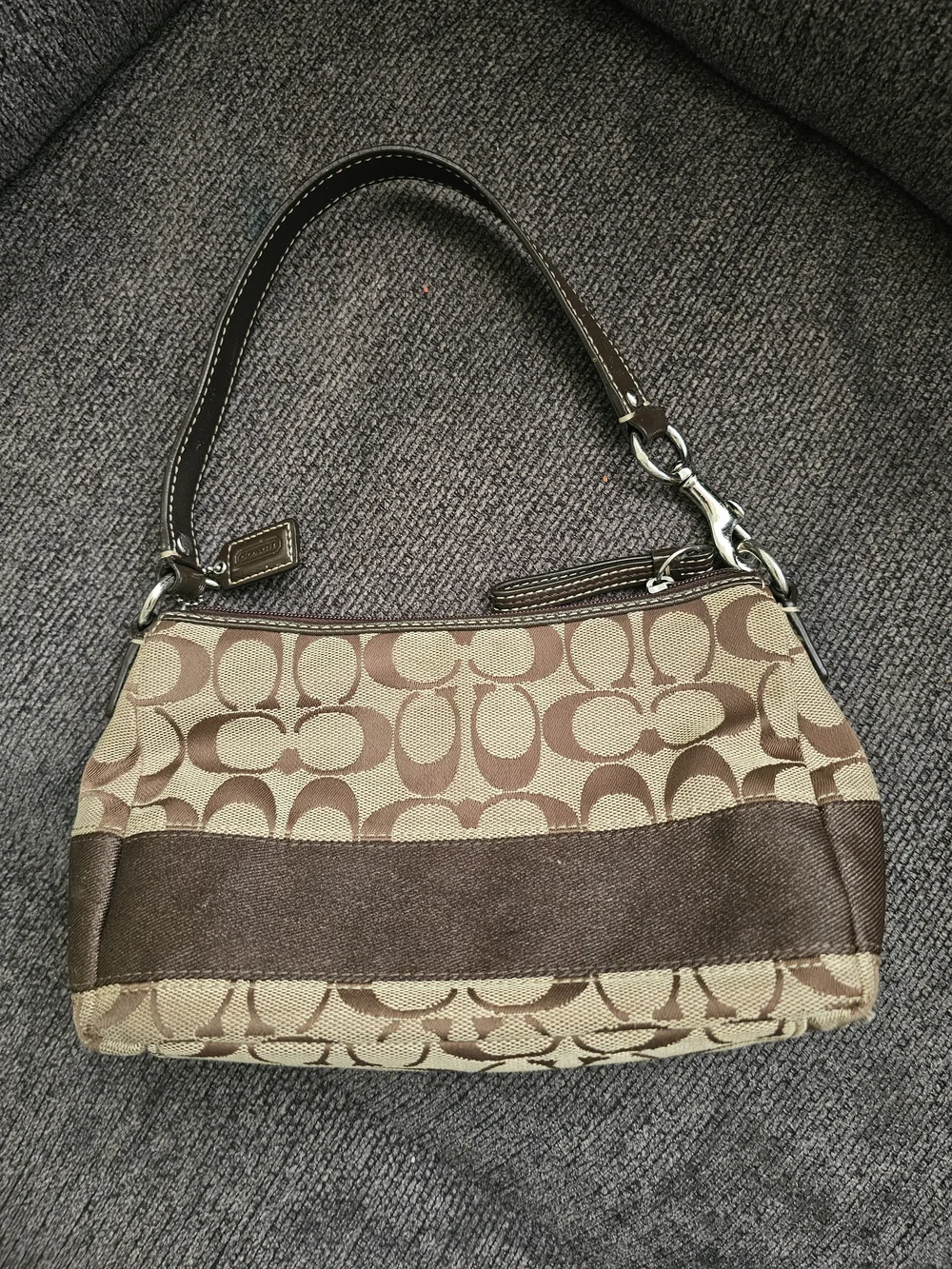 2009 Vintage Coach Signature Canvas and Leather Shoulder Bag in Brown
